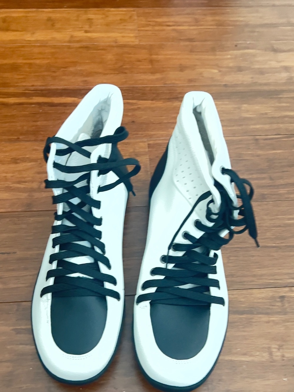 Men's White and Black High-Top Sneakers